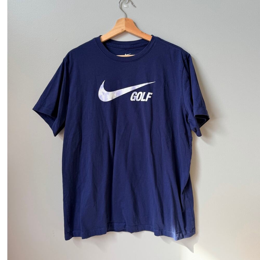 Nike Golf Graphic T-Shirt Men’s XL Navy Blue Short Sleeve Cotton Swoosh Tee